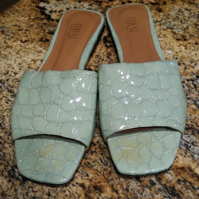 Toral TL-12618-Cuero Slippers Croc Leather Slides Flats Sandals Sage Womens 6.5