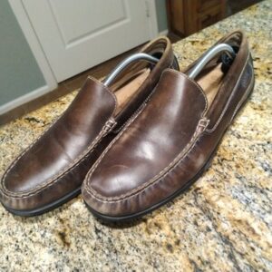 ECCO Classic Men's Brown Leather Moc Toe Slip On Casual Loafers Shoes Sz 11.5 US