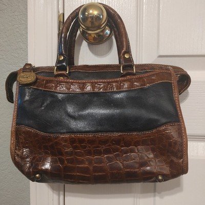 Vintage Brahmin Black/Brown Leather Handbag Purse No Strap