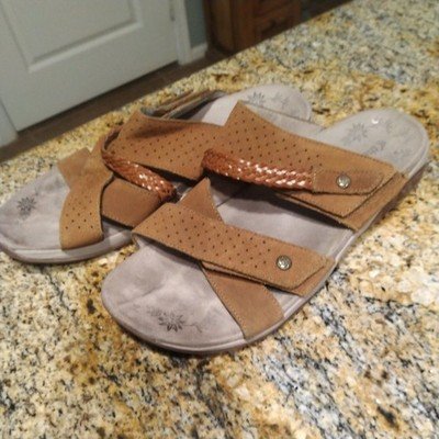 Therafit F90704B Women’s Cognac Rachel Adjustable Slide Sandals US 9.5-10 EU 40