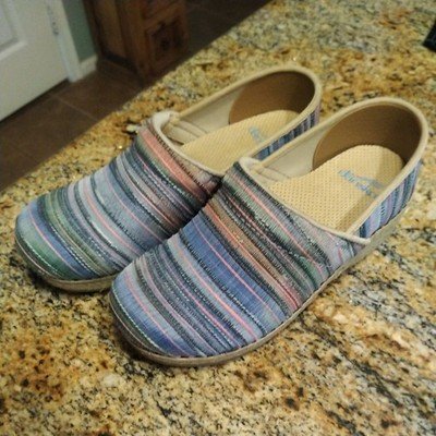 Dansko Pro Clog Womens Jute Rainbow Stripe Artisan Weave EU 37 US 6.5