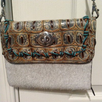 Lonestead Range Genuine Embossed Leather Cowhide Western Crossbody Bag Purse