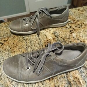 Josef Seibel Taupe Leather Lace Up Casual Sneaker Shoes Women’s Size 38 US 7