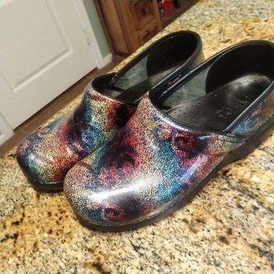 Dansko Professional Clogs Multicolor Mosaic Pattern Nursing Wear Women's US 8.5