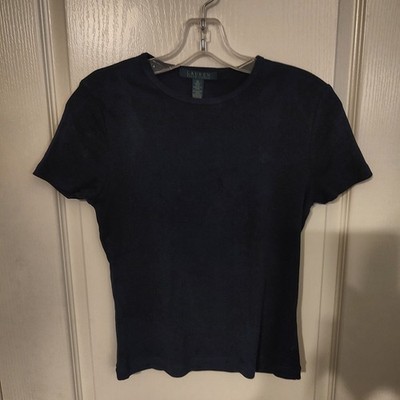 Lauren Ralph Lauren Navy Blue T-Shirt Size M 100% Cotton