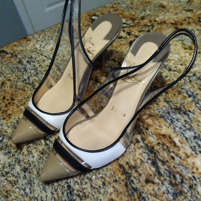 Christian Louboutin Highway 85 Tri-Color PVC Leather Slingback Heels Womens US 5