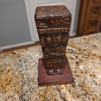 Vintage Mid Century Hand Carved Wooden Mayan TIKI Totem Statue Figure