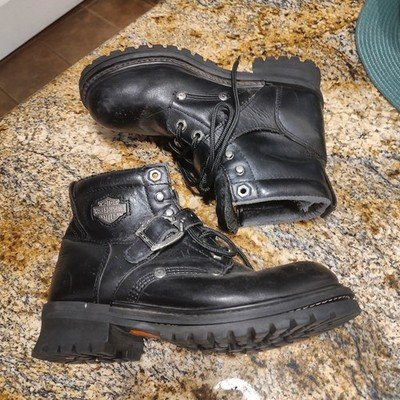 Harley Davidson Black Leather Boots Size 7.5M ID 8102