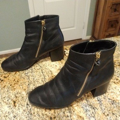 Cole Haan Grand Black Leather Ankle Double Zip Chelsea Booties Boots Size 8.5 B