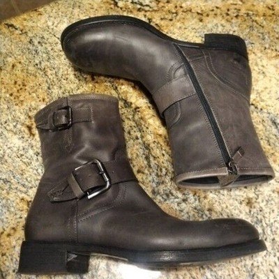 Alberto Fermani Grey Leather Moto Motorcycle Riding Boots SZ US 9 EU 39.5