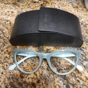 NEW Prada PR10XV C8 Women's Light Blue Acetate Eyeglass Frames 53[]18 145