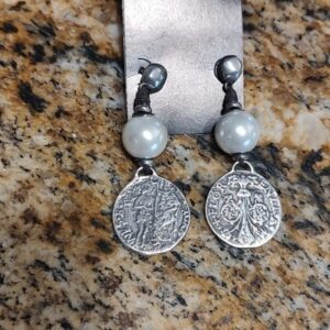 UNOde50 Alexandira Linear EarringsVintage Coin and Pearl Dangle Earrings