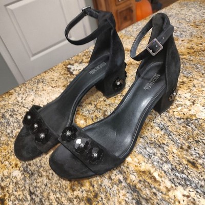 Michael Kors Black Suede Heels Size 7.5M Leather Upper