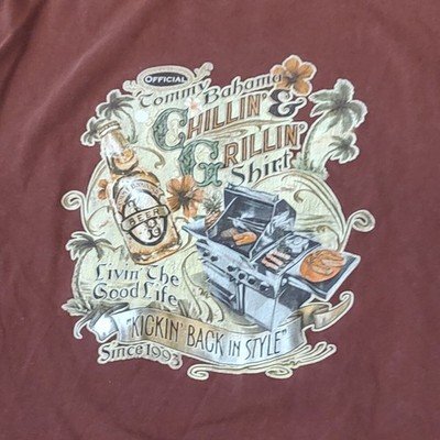 Tommy Bahama Men's Graphic T-Shirt Sz XL Brown Logo Chillin Grillin Shirt