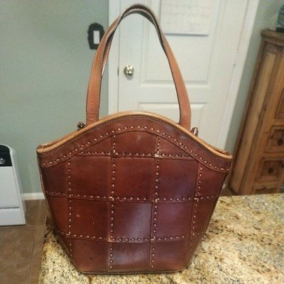 ELLEPI HAND BAG / PURSE. Brown Leather Hand-made in Italy Nice!
