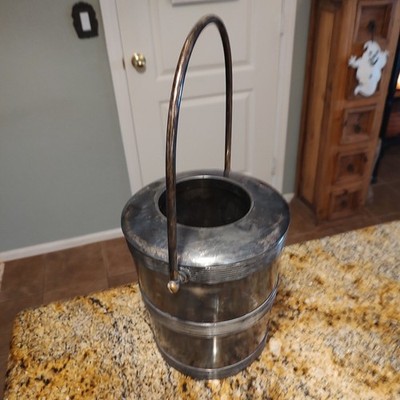 Vintage Ice Bucket With Handle Lid and Glass Inner Liner
