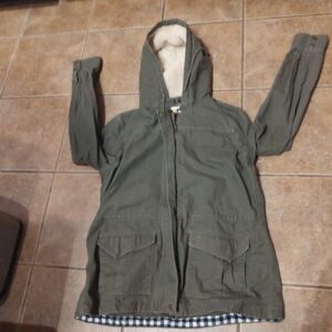 Vintage Orvis Jacket Men's L Green Snap Button Fleece Hooded Fishing Cargo