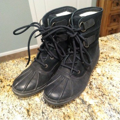 UGG Azaria Black Waterproof Suede Lace Up Leather Winter Boots 1017380 Women's 7