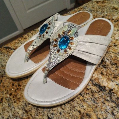 Geox Respira Roccia Leather Sandals with Colorful Snake Skin US 9.5 Sz 40