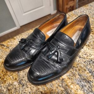 Mezlan Black Leather Tassel Murica Loafers Size 9.5 M Comfort Sole Made Spain