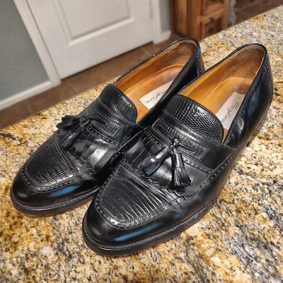 Mezlan Black Leather Tassel Murica Loafers Size 9.5 M Comfort Sole Made Spain
