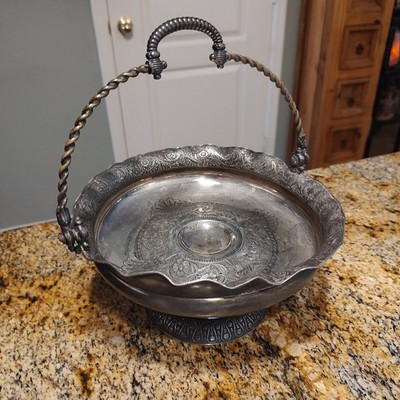 Antique Bride's Basket James W. Tufts, Boston Quadruple Silver Plate Dish #2760