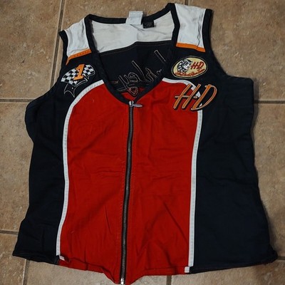 Harley Davidson She Devil Race Team Vest Sz XL Motorcycle Women's Zip Up Top