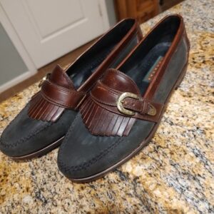 Cole Haan Kiltie Buckle Loafers Brown Black Leather Shoes Men's Size 10M