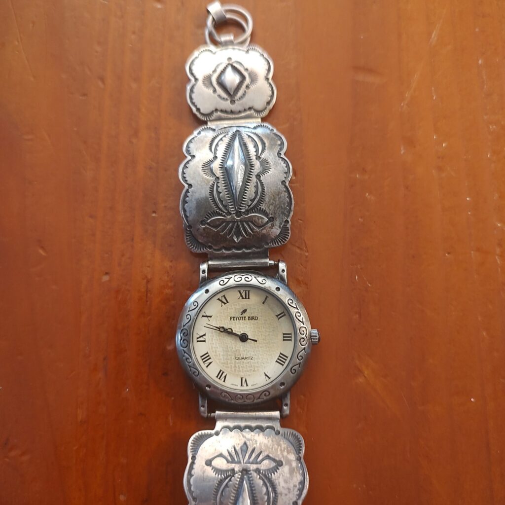 Peyote Bird Designs Sterling Silver Quartz Wristwatch - Used, Tarnished