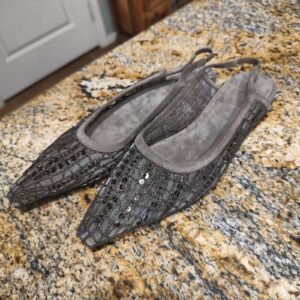 BRUNELLO CUCINELLI Women's 40 Mesh Suede Sequin Slingback Ballet Flats Brown Gre