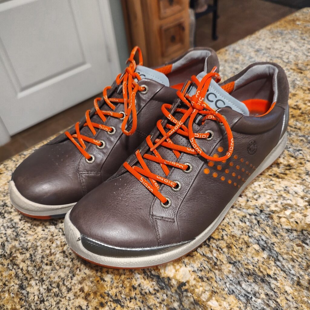 ECCO Men's BIOM E-DTS Hybrid Golf Shoes Size 8.5 / EU 42 Brown Orange Gently Use