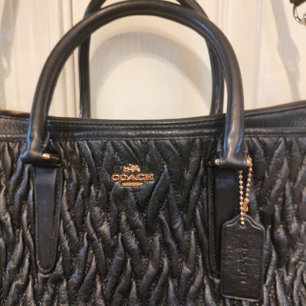 Coach Black Leather Handbag Shoulder Bag Purse Gently Used