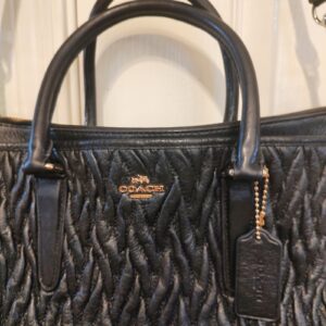 Coach Black Leather Handbag Shoulder Bag Purse Gently Used