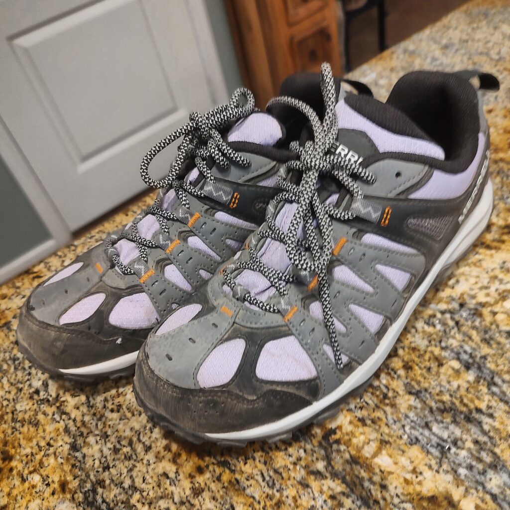 Merrell Women's Hiking Shoes US 8 Purple Gray Black Used Outdoor Trail