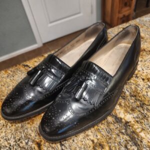 Johnston & Murphy 20-41021 Men's Black Leather Tassel Loafers 9 B/AA Narrow USED