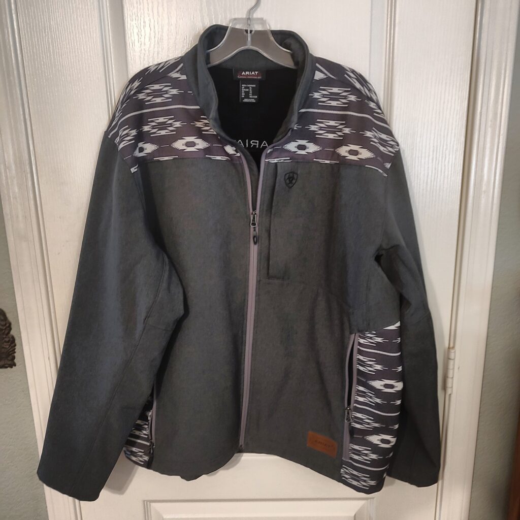 ARIAT Men's XL Centinela Chimayo Southwestern Softshell Jacket Charcoal Grey