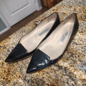 JIMMY CHOO Womens Black Patent Leather Flats Sz 6.5 Gently Used