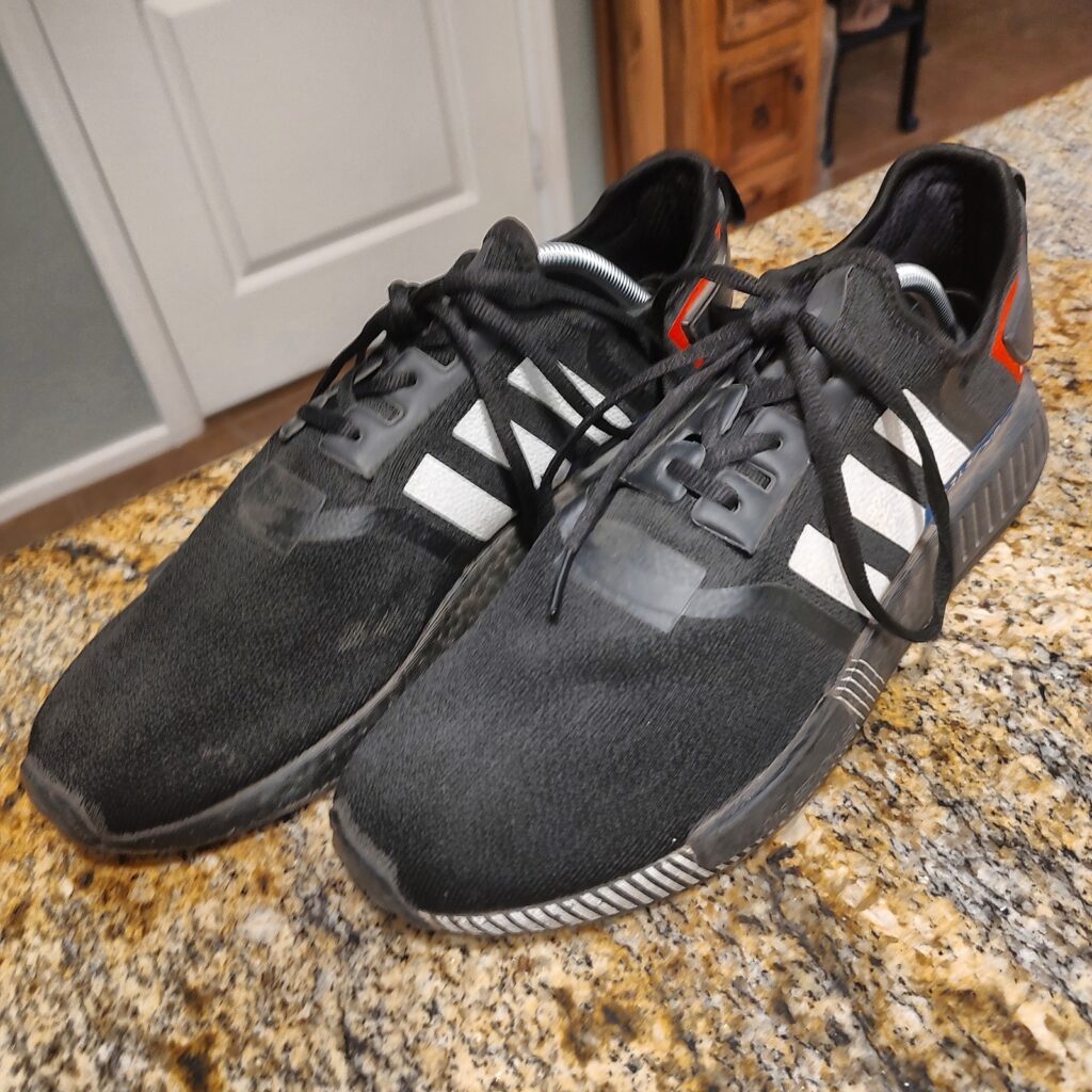 Adidas NMD_R1 EF1734 Men's US 11 Black Athletic Shoes Sneakers Used Moderate Wea