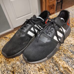 Adidas NMD_R1 EF1734 Men's US 11 Black Athletic Shoes Sneakers Used Moderate Wea