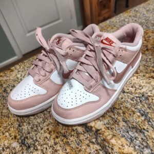 Nike Dunk Low GS 4Y White Metallic Rose Pink Youth Sneakers Good Used