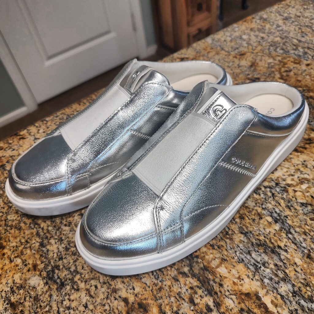 Cole Haan GrandPro W32359 Womens 10 B Silver Metallic Sneaker Mules Used