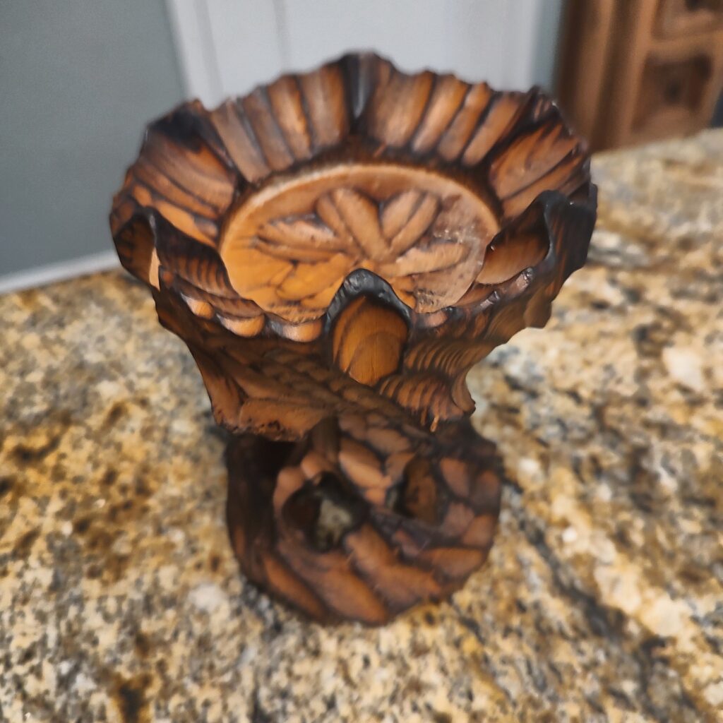 Vintage Witco Mid Century Modern Carved Wood Decorative Stand, Excellent Conditi