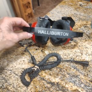 HALLIBURTON Communication Headset Red Black AS-IS For Parts Repair Sticky Plasti