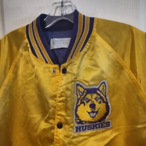 Rare Huskies Yellow Satin Jacket Size XL by Chalk Line 80s 1980s Vintage