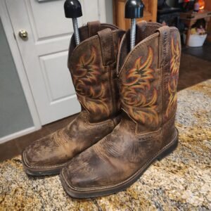 Justin Brown Leather Cowboy Boots Size 9.5 Mens