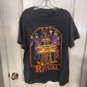 STEVEN RHODES Graphic T-Shirt L Faded Black Excellent Used Acid Wash Tee Unisex