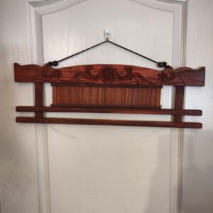 Vintage Thai Hand Carved Wood Loom Reed Panel Wall Art 23.5" Weaving Comb Decor