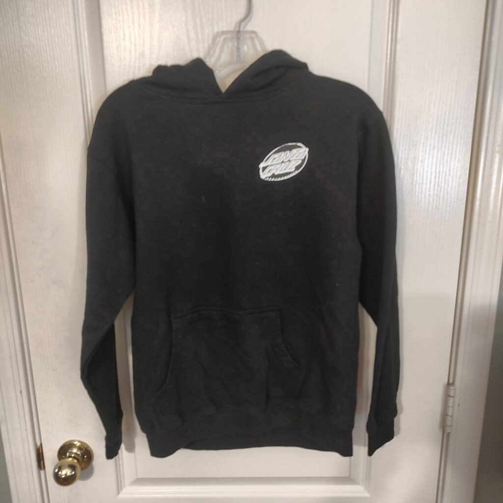 Santa Cruz Skateboards Hoodie Mens L Black Faded Graphic Gently Used
