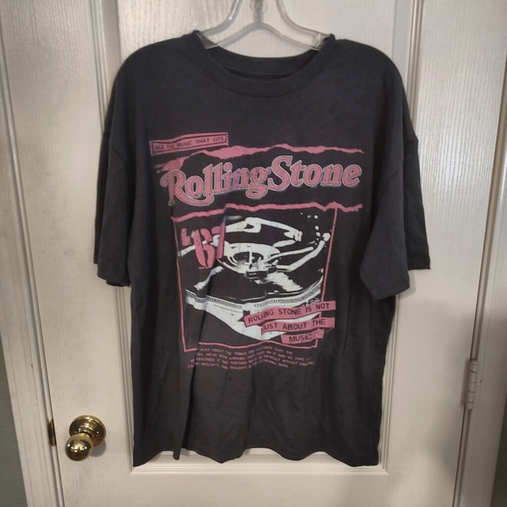 Rolling Stone Magazine T-Shirt Men's M Charcoal Gray Graphic Tee Gently Used