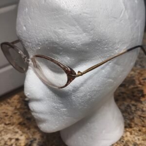 JSJ Daffodil Unisex Eyeglass Frames 53-16-135 Brown Clear Gold Tone Gently Used